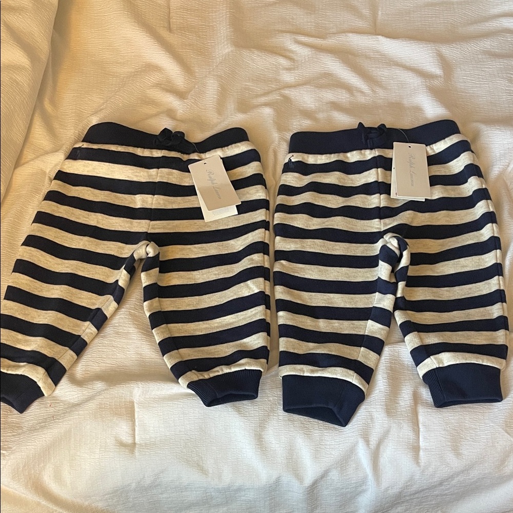 Ralph Lauren Navy and Cream Striped Baby Pants (2)